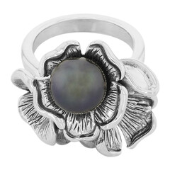 Bague en argent et Perle de culture de Tahiti