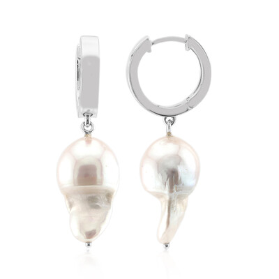Boucles d'oreilles en argent et Perle blanche de culture d'eau douce (TPC)