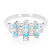 Bague en argent et Apatite bleu néon