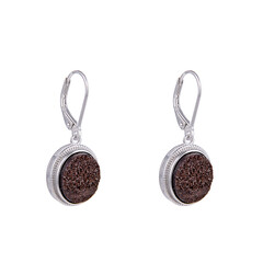 Boucles d'oreilles en argent et Bois fossilisé de Zwenkau