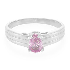 Bague en argent et Saphir rose de Ceylan
