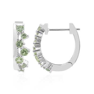 Boucles d'oreilles en argent et Saphir vert de Tuléar  (Pallanova)