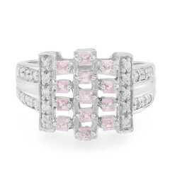 Bague en argent et Saphir rose de Ceylan
