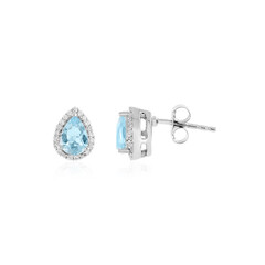 Boucles d'oreilles en argent et Aigue-marine