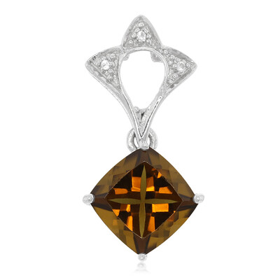 Pendentif en argent et Quartz cognac