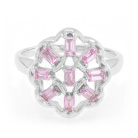 Bague en argent et Saphir rose de Ceylan