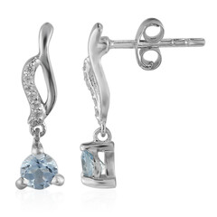 Boucles d'oreilles en argent et Topaze bleu ciel