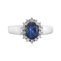 Bague en argent et Saphir étoilé bleu