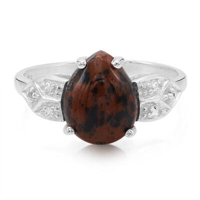Bague en argent et Obsidienne acajou