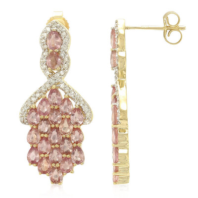 Boucles d'oreilles en or et Saphir Padparadscha non chauffé (AMAYANI)