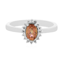 Bague en argent et Topaze mystique couleur pêche