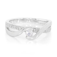 Bague en argent et Pierre de Lune arc-en-ciel