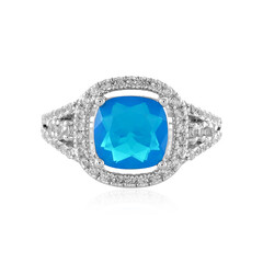 Bague en argent et Opale bleue d'Éthiopie
