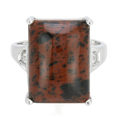 Bague en argent et Obsidienne acajou