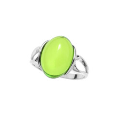 Bague en argent et Ambre verte de Colombie