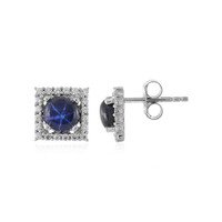 Boucles d'oreilles en argent et Saphir étoilé bleu