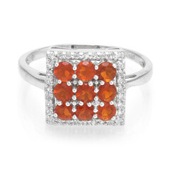 Bague en argent et Opale de feu impériale du Jalisco