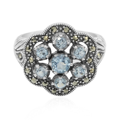 Bague en argent et Topaze bleu ciel