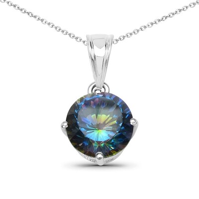 Collier en argent et Quartz mystique bleu