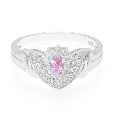 Bague en argent et Saphir rose de Ceylan