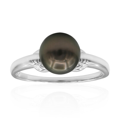 Bague en platine et Perle de culture de Tahiti