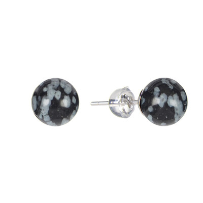 Boucles d'oreilles en argent et Obsidienne Flocon-de-Neige