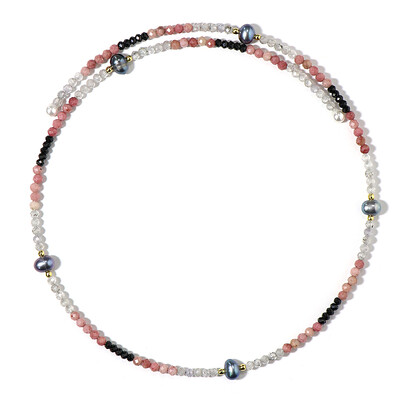 Collier ras du cou en acier et Perles de culture d’eau douce noires (Riya)