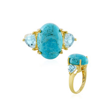 Bague en argent et Turquoise bleue de Mohavie