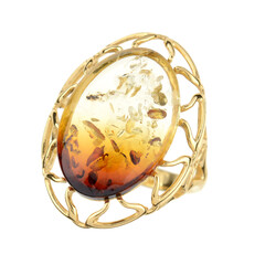 Bague en argent et Ambre de la Baltique Lever du soleil