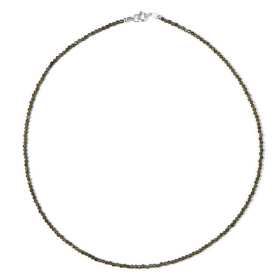 Collier en argent et Obsidienne dorée