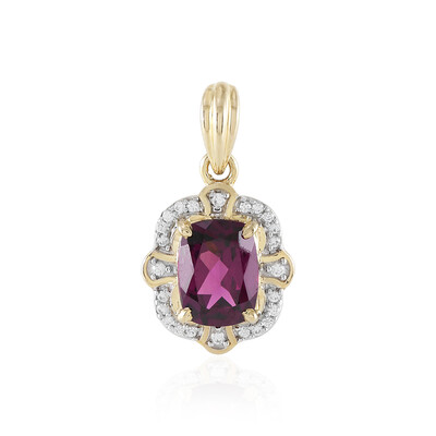 Pendentif en or et Grenat magenta