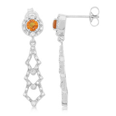 Boucles d'oreilles en argent et Saphir orange
