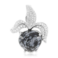 Pendentif en argent et Obsidienne Flocon-de-Neige