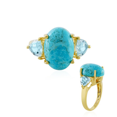 Bague en argent et Turquoise bleue de Mohavie