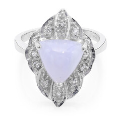 Bague en argent et Agate zonée bleue