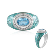 Bague en argent et Topaze bleu Suisse (Adela Silber)