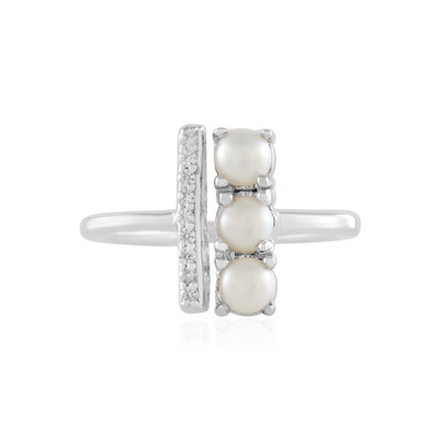 Bague en argent et Perle blanche de culture d'eau douce