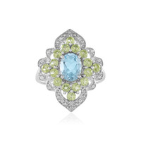 Bague en argent et Topaze bleu ciel