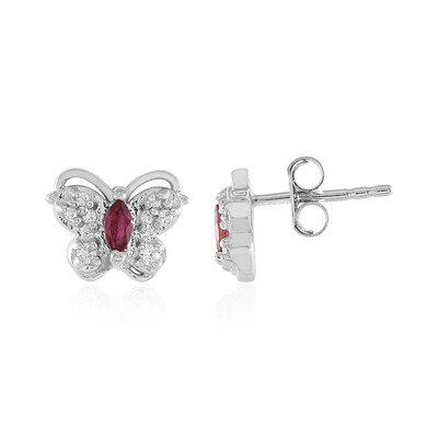 Boucles d'oreilles en argent et Rubis de Madagascar