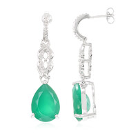 Boucles d'oreilles en argent et Calcédoine verte