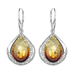 Boucles d'oreilles en argent et Ambre de la Baltique Lever du soleil