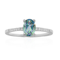 Bague en argent et Topaze mystique bleu-vert