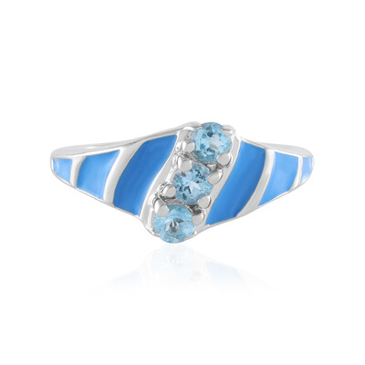 Bague en argent et Topaze bleu Suisse