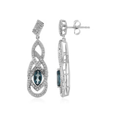 Boucles d'oreilles en argent et Topaze bleu de Londres