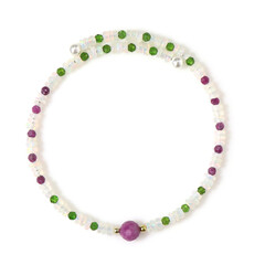 Bracelet en acier et Rubis du Mozambique (Riya)