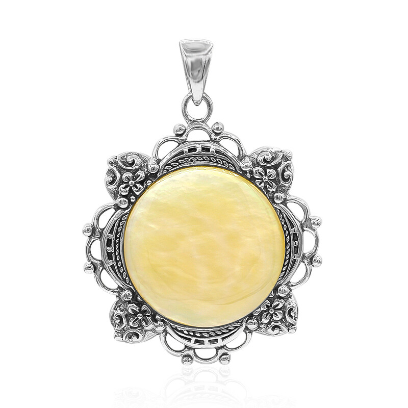 Pendentif Grand Format Argent Massif Et Nacre - Occasion