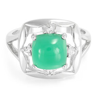 Bague en argent et Calcédoine verte