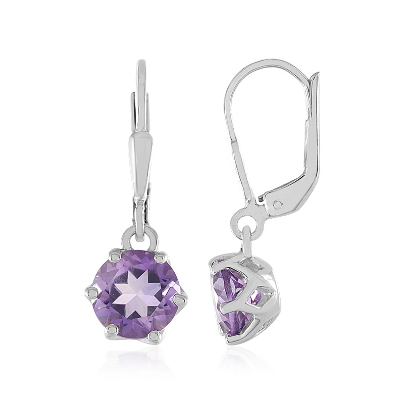 Boucles d'oreilles artisanales en Argent Feuille de Lierre et Améthyste
