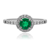Bague en platine et Emeraude de Zambie AAA (CIRARI)