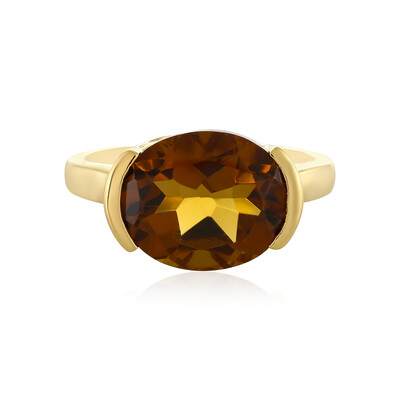 Bague en argent et Quartz cognac